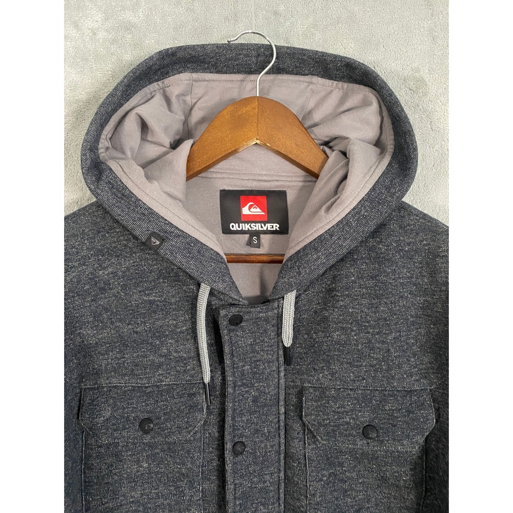 Quiksilver Mens Small Charcoal Gray Heather Full Zip Hooded Jacket Skater Casual - Picture 2 of 11